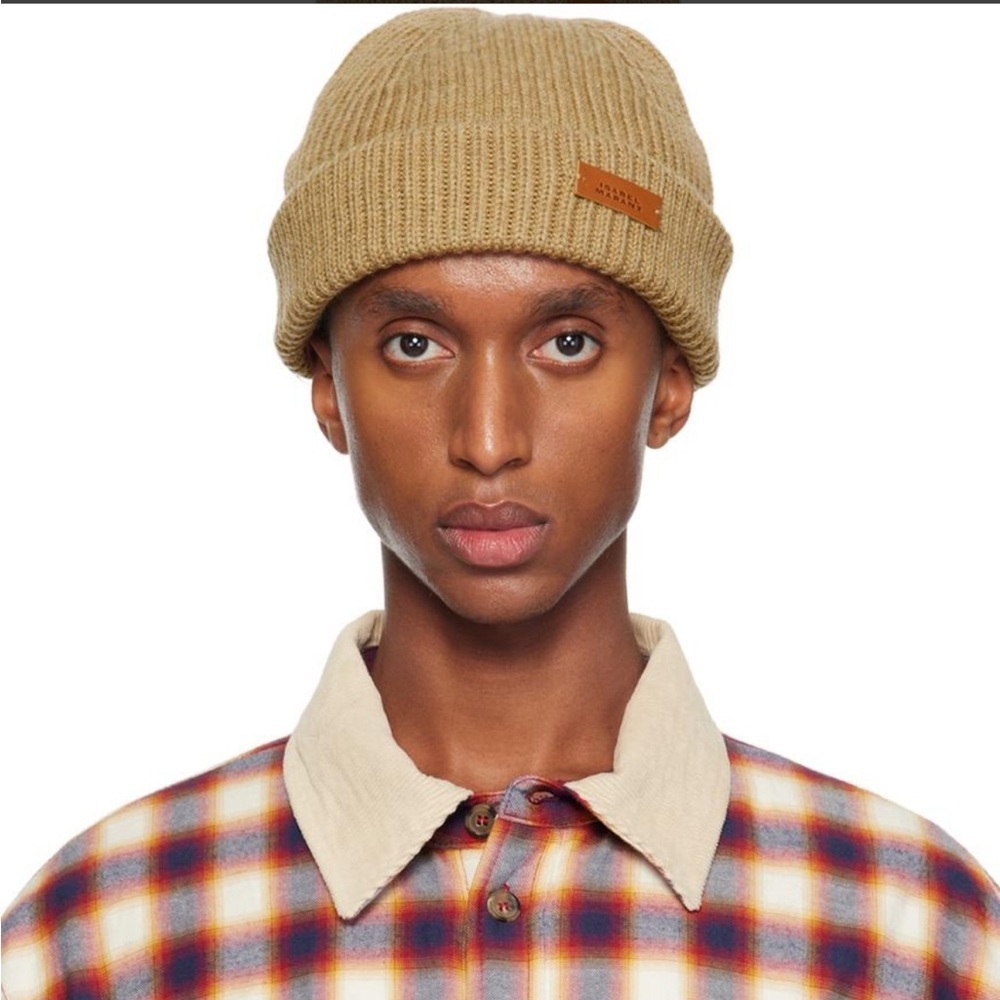 NWT Isabel Marant Briano Beanie Hat Taupe Tan